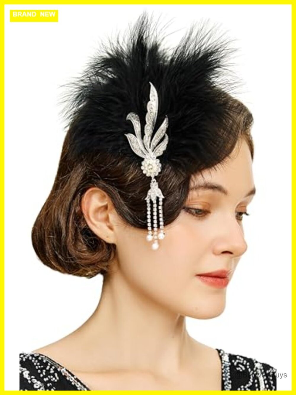 Peacock Feather Fascinator Hair Clip with Rhinestones 1920s Flapper Accessory
